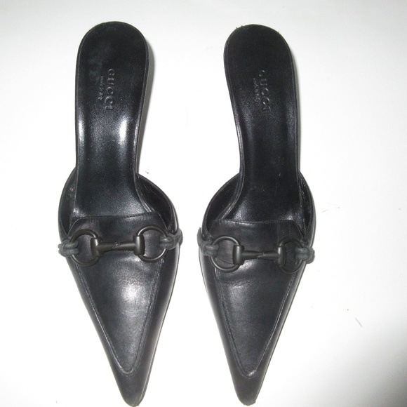 Gucci Shoes - Gucci 'Horsebit' Slides Kitten Heels Brown Leather